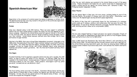 spanish american war summary worksheet answers